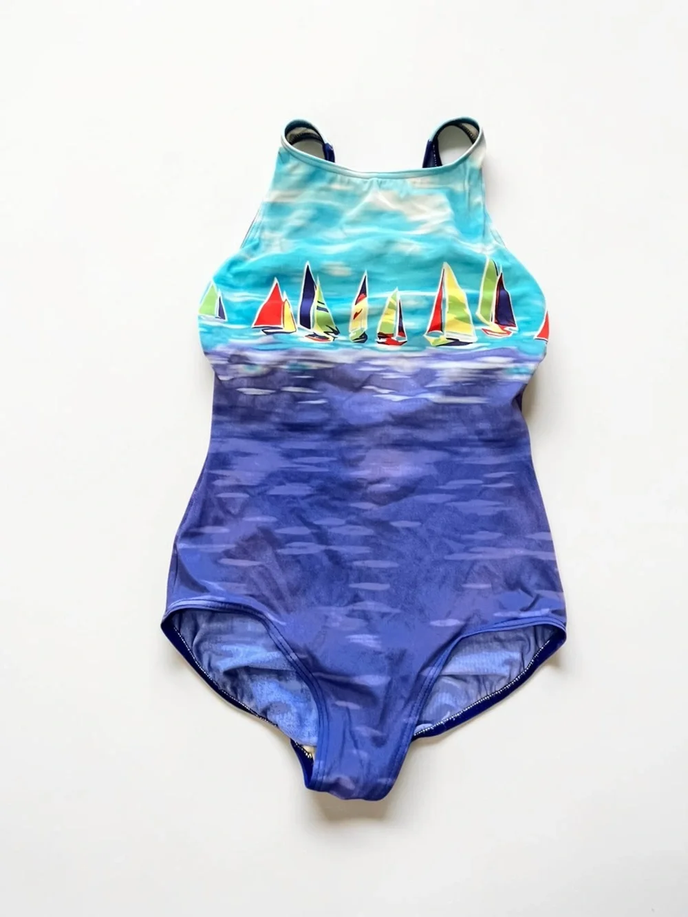 Sailboat one piece swim suit vintage Lands end 80’s